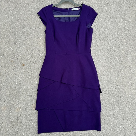 Calvin Klein Purple Layered Fitted Dress Size 4 Women’s - Picture 5 of 6